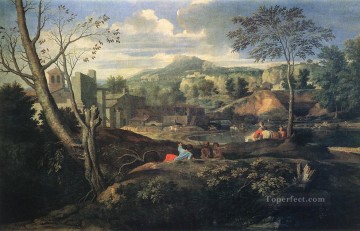 Nicolas Poussin Painting - Ideal Landscape classical painter Nicolas Poussin